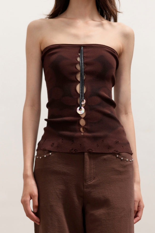 RUI built 25 autumn and winter lace-up tube top RUI-RAW25KN01-Chocolate